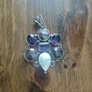 Vintage Sterling 925 Multi-stone Pendant